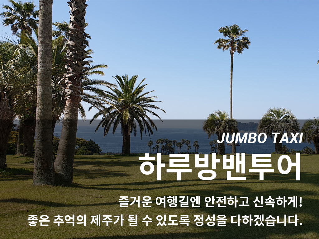 JUMBO TAXI 대형콜밴택시 즐거운 여행길엔 안전하고 신속하게! 좋은 추억의 제주가 될 수 있도록 정성을 다하겠습니다.